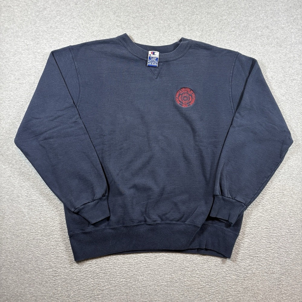 Vintage 90s Champion Saint Marys College Sweatshirt XL Navy Blue Crewneck Crest⁠